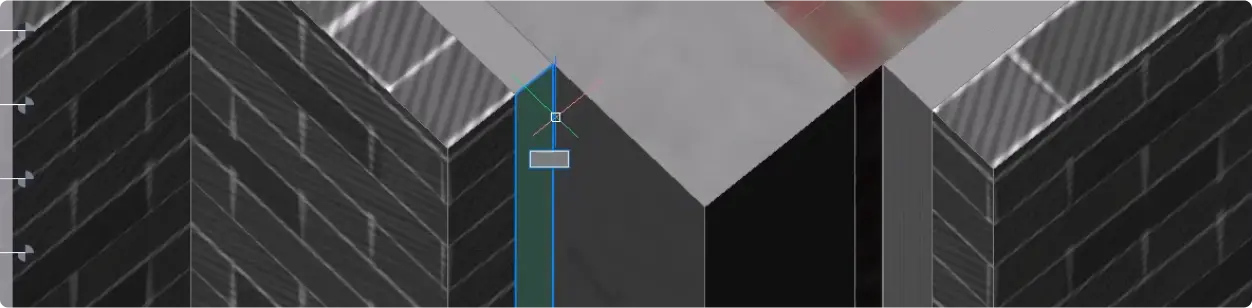 3D визуализация на снадка между тухлени стени и подов детайл с активна координатна система в BricsCAD BIM