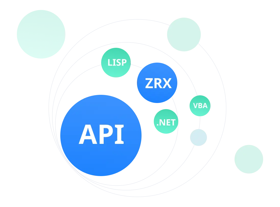 ZWCAD API възможности с поддръжка на LISP, ZRX, .NET и VBA за персонализирано програмиране и автоматизация